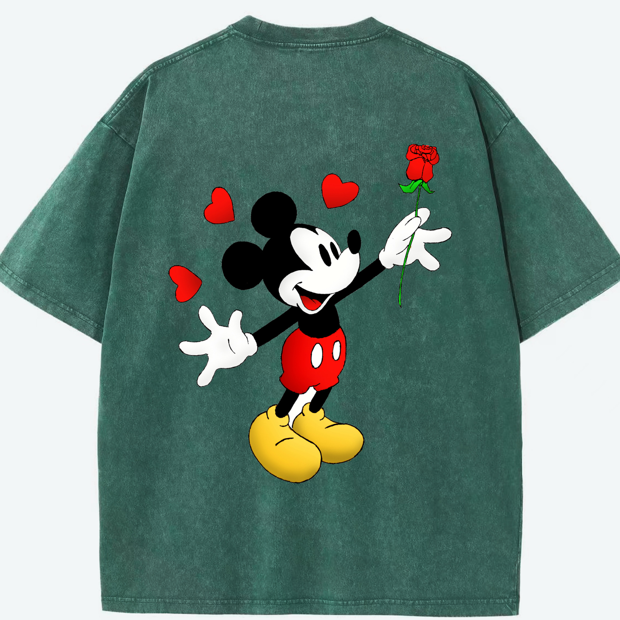 （画像用） ミッキーマウス Mickey Mouse 綿100% ヴィンテージ風 半袖Tシャツ（背面プリント）